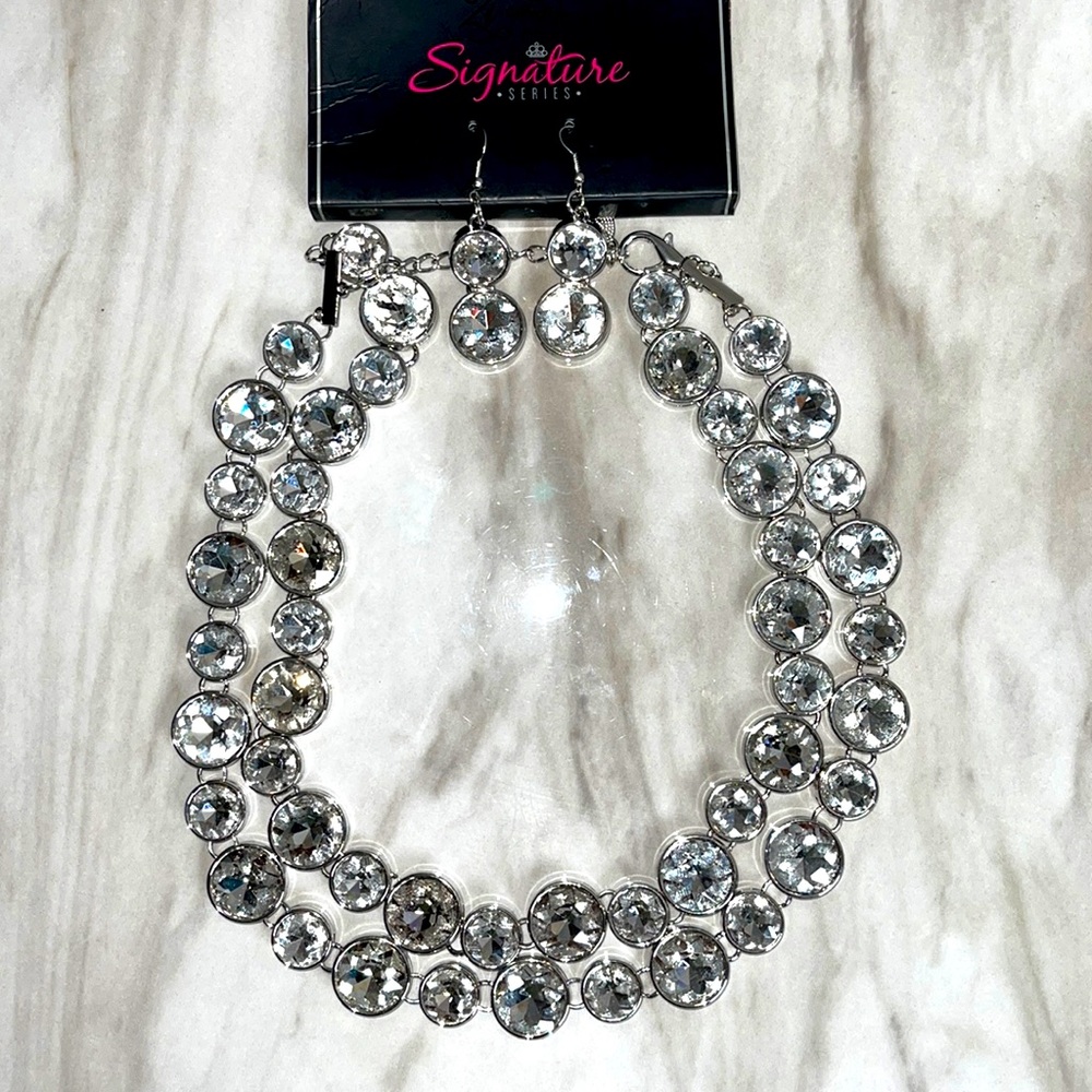 Rhinestone Statement Necklace and Matching Earrings